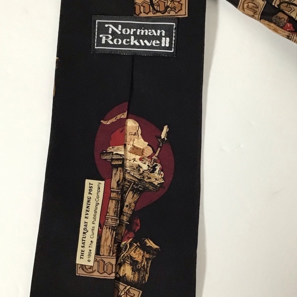 Norman Rockwell 1994 Vintage Santa Black Silk Tie - Picture 5 of 6